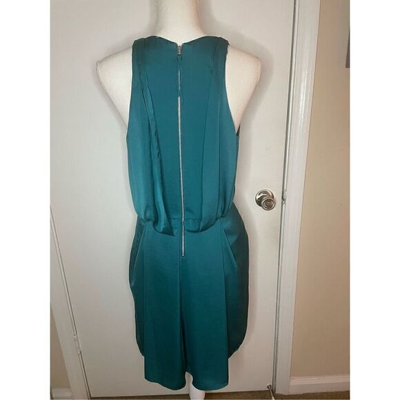 NWT Rebecca Taylor Halter Teal Green Cocktail Mini Dress Size 6 Dinner Datenight - Picture 12 of 14
